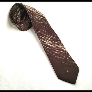 Paco Rabanne Paris Brown Beige Abstract Print Tie